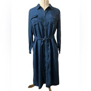 Coldwater Creek Chambray Dress Size PXL Shirt Dress Denim Fall Long Sleeve Comfy